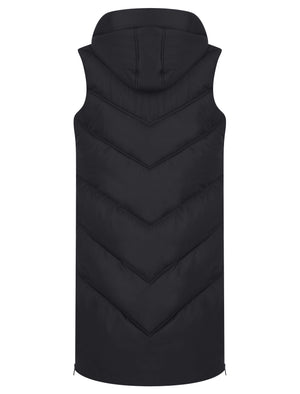 BLACK QUILTED HOODED 4 POCKET PUFFER GILET