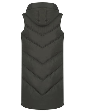 KHAKI QUILTED HOODED 4 POCKET PUFFER GILET