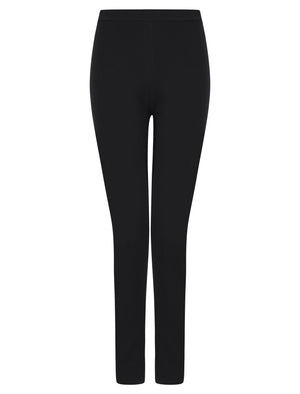 BLACK HOODED TWO POCKET KNITTED LOUNGEWEAR SET