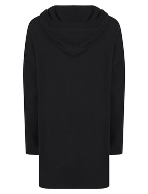 BLACK HOODED TWO POCKET KNITTED LOUNGEWEAR SET