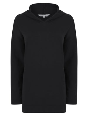 BLACK HOODED TWO POCKET KNITTED LOUNGEWEAR SET