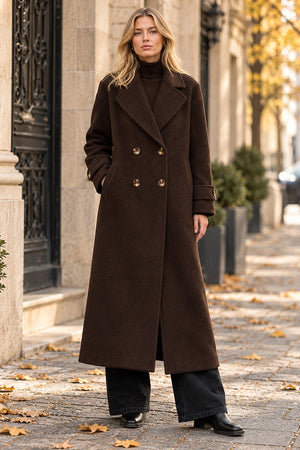 CHOCOLATE DOUBLE BREASTED LONG COAT