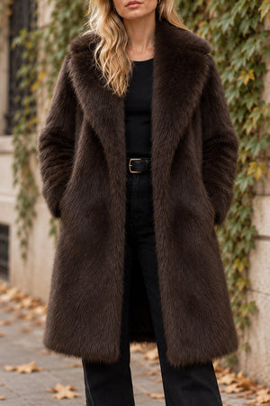 CHOCOLATE FAUX FUR LONG COAT