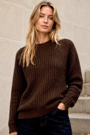 COFFEE CREW NECK WAFFLE KNITTED JUMPER
