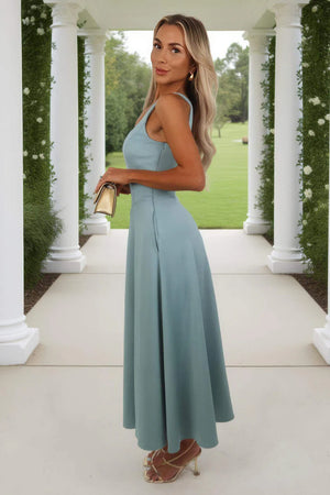 AX PARIS DUCK EGG SQUARE NECK A-LINE MIDI DRESS