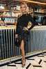 AX PARIS SILVER VELVET SEQUIN 2 IN 1 KNOT SKIRT MIDI DRESS