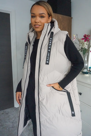 OYSTER HOODED ZIP UP GILET