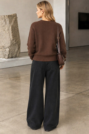 COFFEE TWO POCKET BUTTON KNIT CARDIGAN