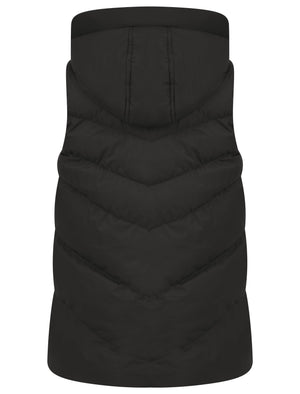 BLACK QUILTED PADDED HOODED PUFFER GILET