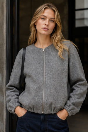 GREY SOFT BOMBER JACKET
