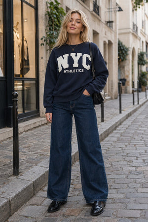 NAVY NYC LOGO OVERSIZED SWEATSHIRT