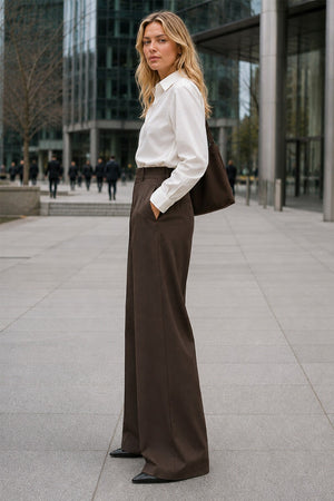 CHOCOLATE WIDE LEG TROUSER