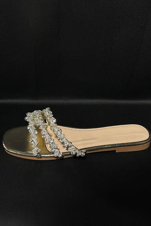 GOLD CRYSTAL TRIM FAUX LEATHER SLIDER