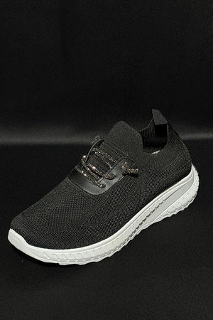 BLACK METALLIC LACE SOCK TRAINER