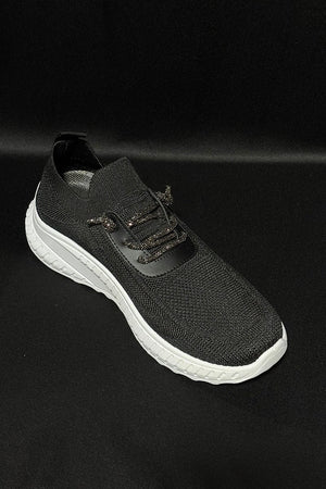 BLACK METALLIC LACE SOCK TRAINER