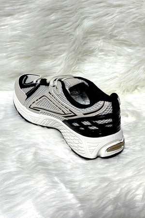 BLACK/BEIGE LOGO LACE UP CHUNKY RUNNER STYLE TRAINER