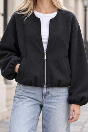 BLACK SOFT BOMBER JACKET