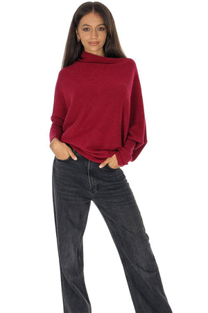BERRY ASYMMETRIC DRAPED KNIT