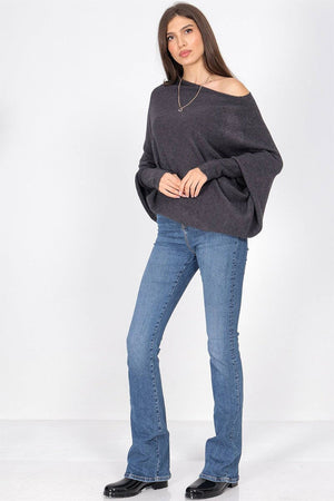 GREY ASYMMETRIC DRAPED KNIT