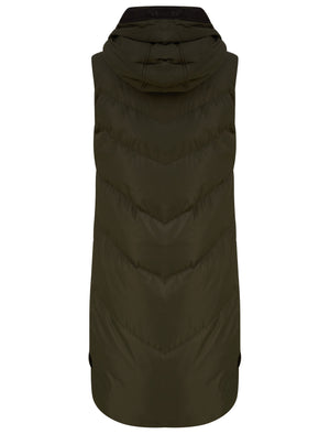 KHAKI HOODED ZIP UP GILET