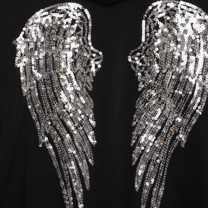 BLACK ANGEL WING HOODED CARDI