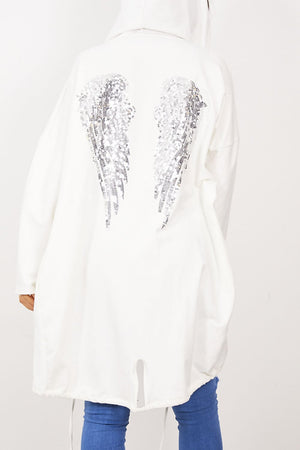 CREAM ANGEL WING HOODED CARDI