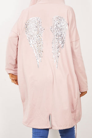 PINK ANGEL WING HOODED CARDI