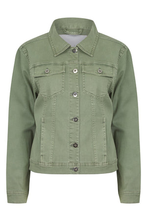 KHAKI GREEN COTTON STRETCH DENIM JACKET
