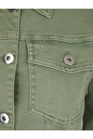 KHAKI GREEN COTTON STRETCH DENIM JACKET