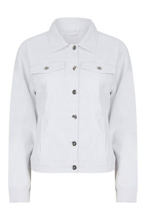 WHITE COTTON STRETCH DENIM JACKET