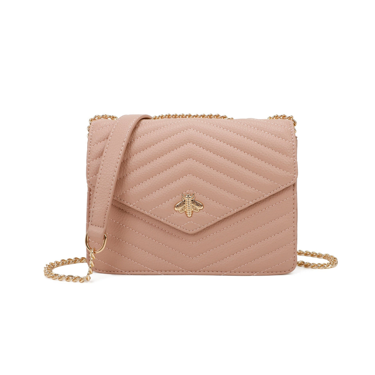 PINK BEE LOGO QUILTED CROSS BODY BAG