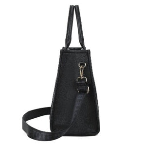 BLACK EXTRA LARGE EMBOSSED FAUX LEATHER TOTE BAG