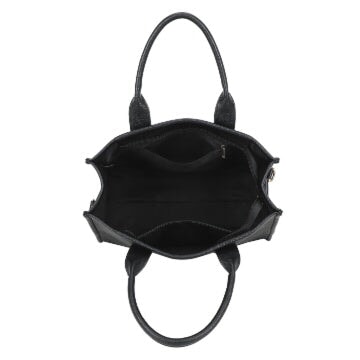 BLACK EXTRA LARGE EMBOSSED FAUX LEATHER TOTE BAG