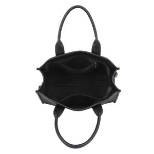 BLACK EXTRA LARGE EMBOSSED FAUX LEATHER TOTE BAG