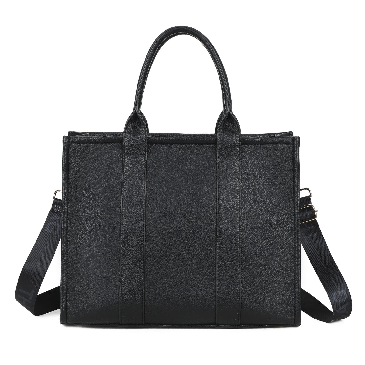 BLACK EXTRA LARGE EMBOSSED FAUX LEATHER TOTE BAG