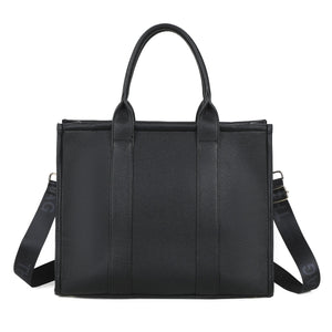 BLACK EXTRA LARGE EMBOSSED FAUX LEATHER TOTE BAG
