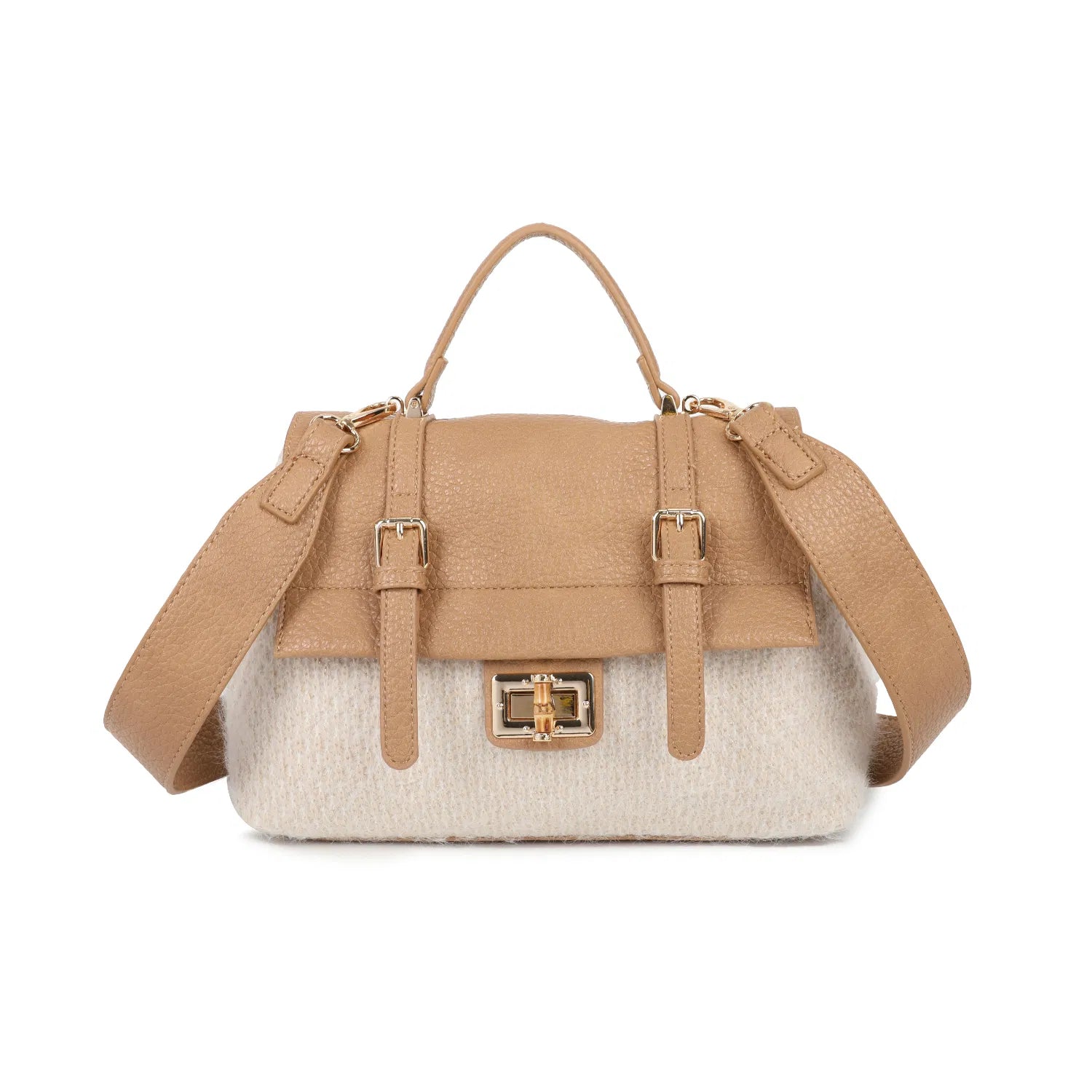 BEIGE TWEED SATCHEL BAG