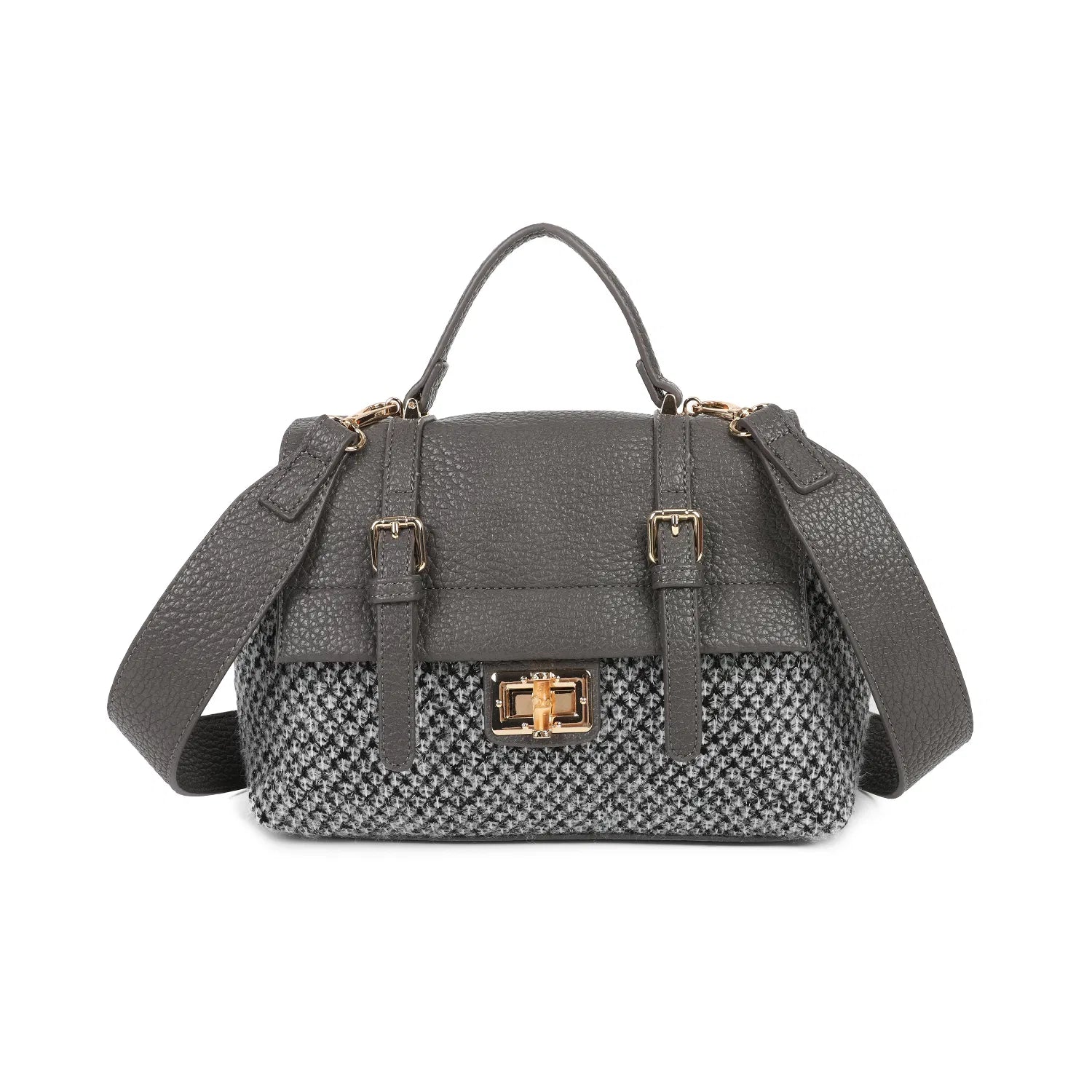 GREY TWEED SATCHEL BAG