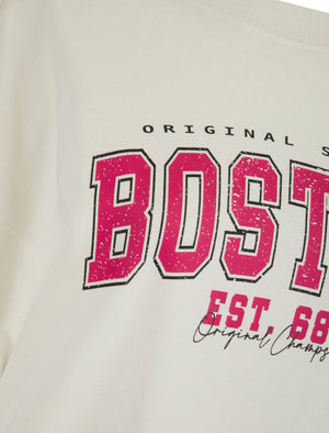 MARSHMALLOW BOSTON LOGO CROPPED SWEATSHIRT