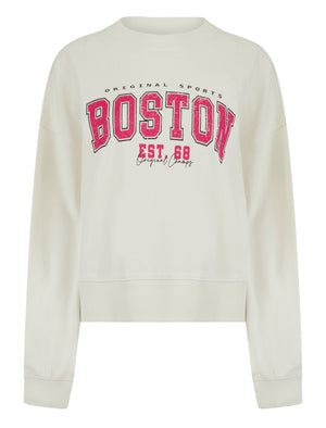 MARSHMALLOW BOSTON LOGO CROPPED SWEATSHIRT