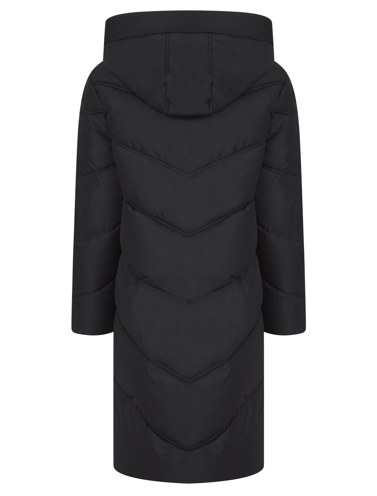 BLACK QUILTED HOODED 4 POCKET PUFFER COAT