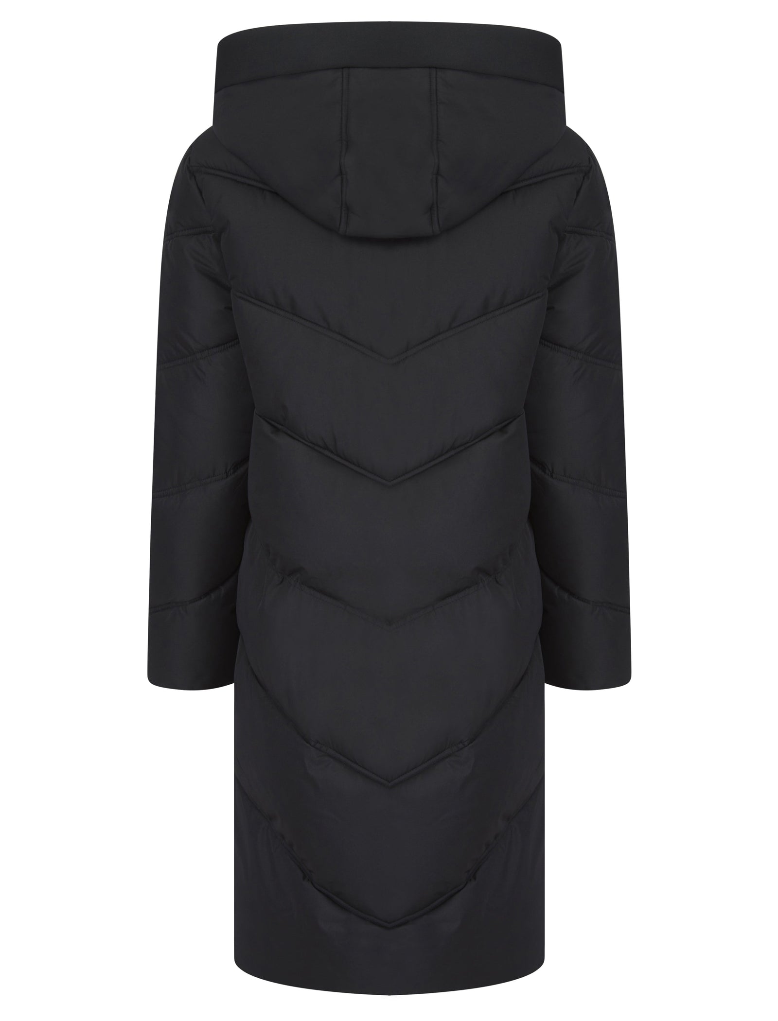 BLACK QUILTED HOODED 4 POCKET PUFFER COAT