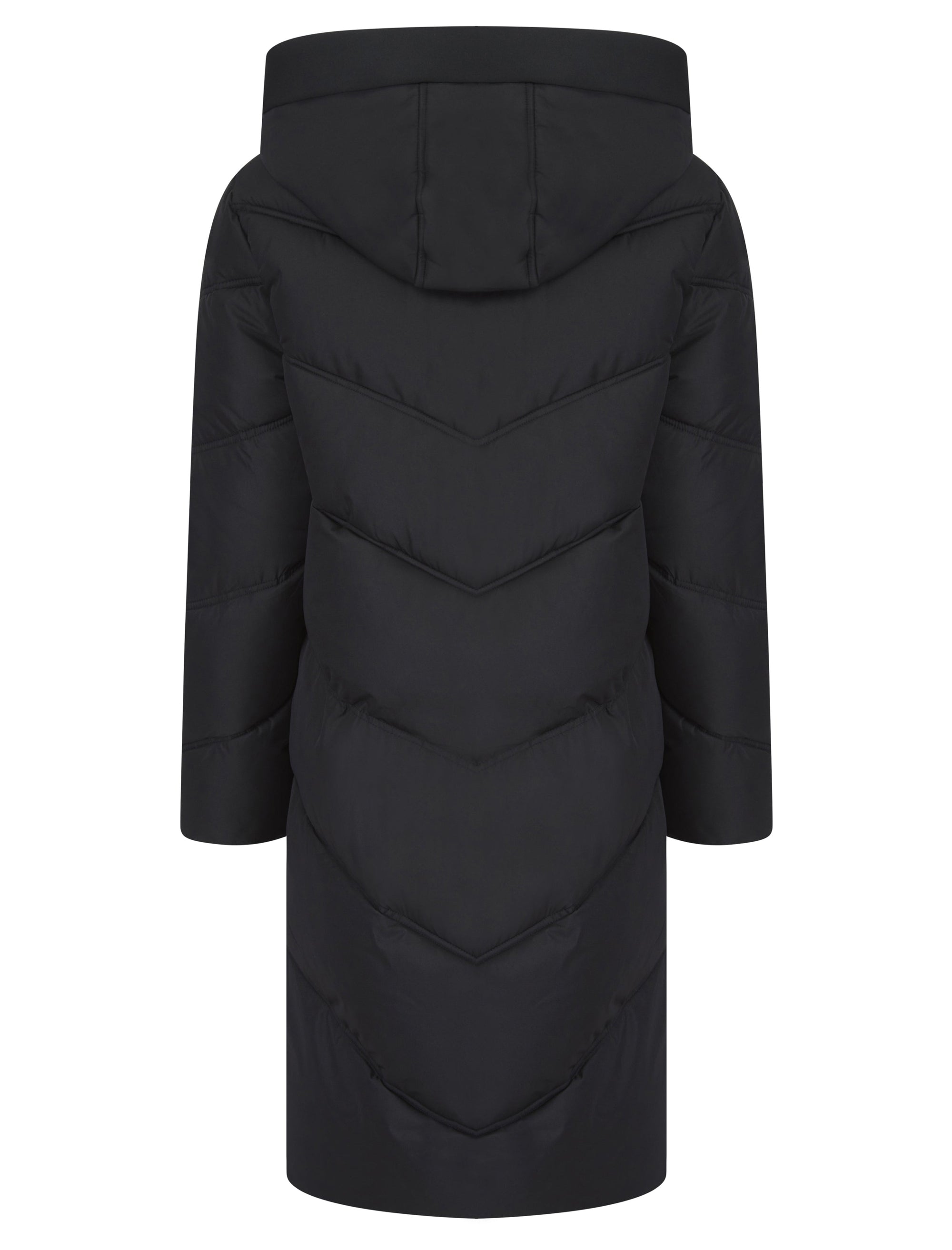 BLACK QUILTED HOODED 4 POCKET PUFFER COAT