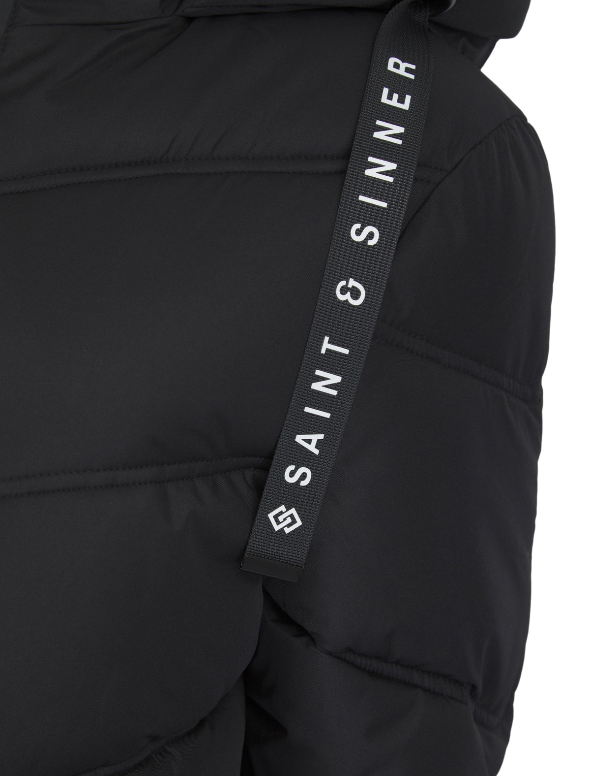 BLACK QUILTED HOODED 4 POCKET PUFFER COAT