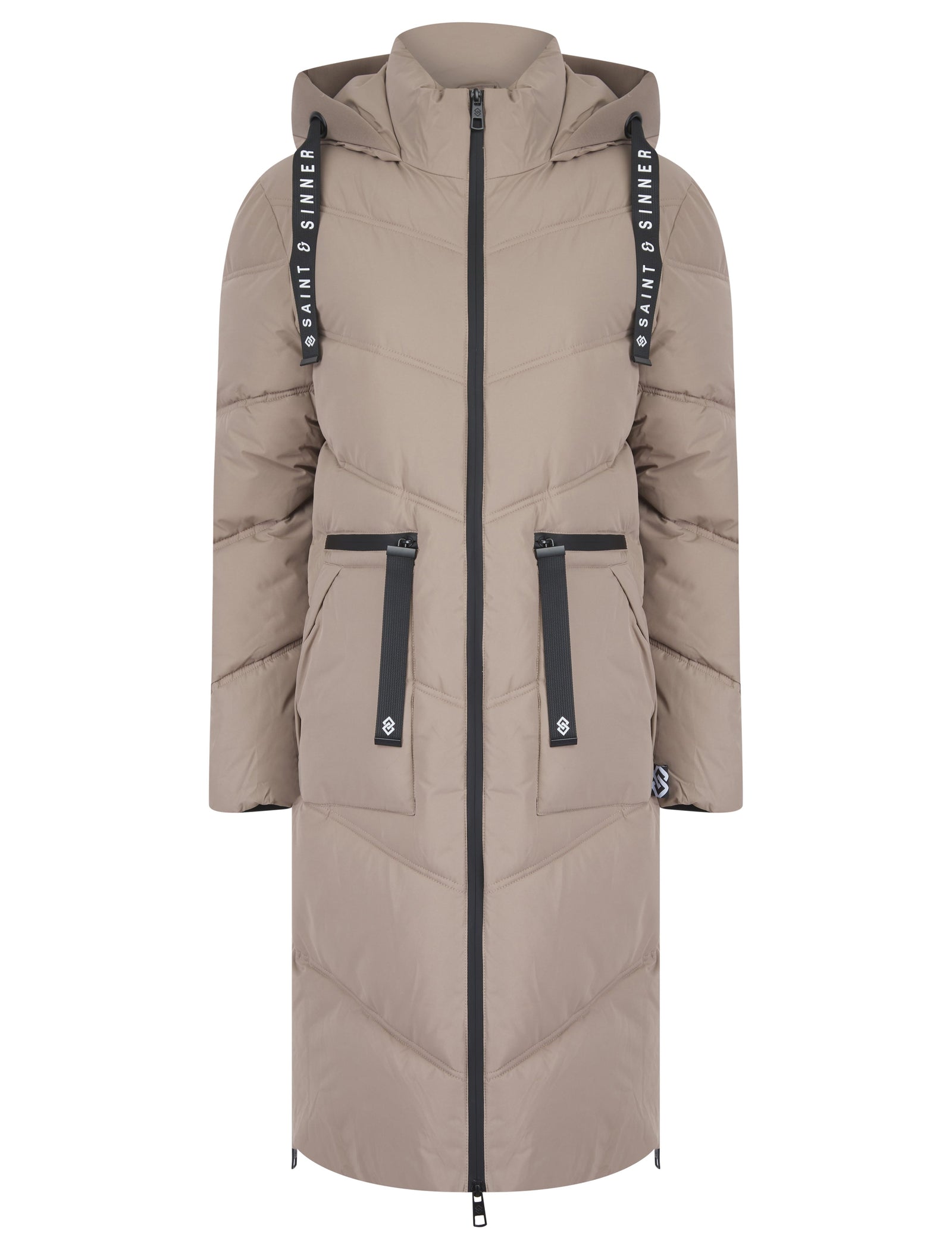MINK QUILTED HOODED 4 POCKET PUFFER COAT