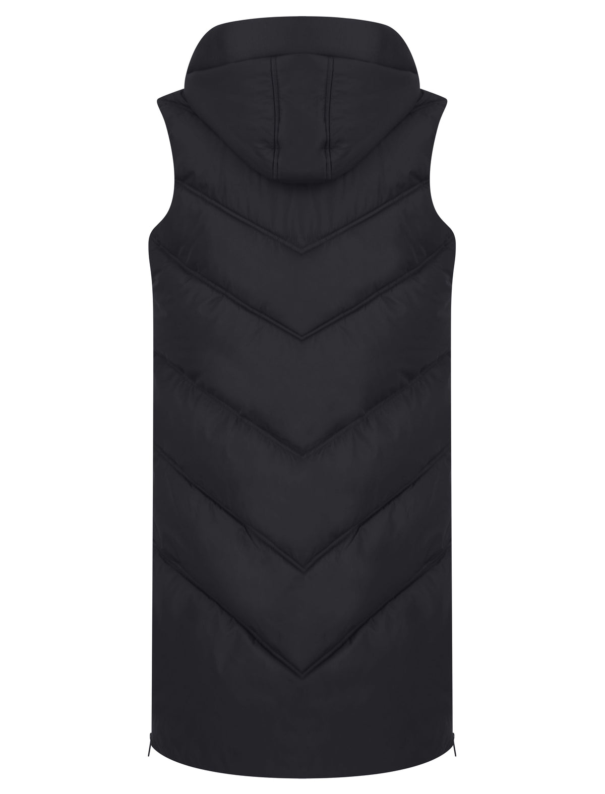 BLACK QUILTED HOODED 4 POCKET PUFFER GILET