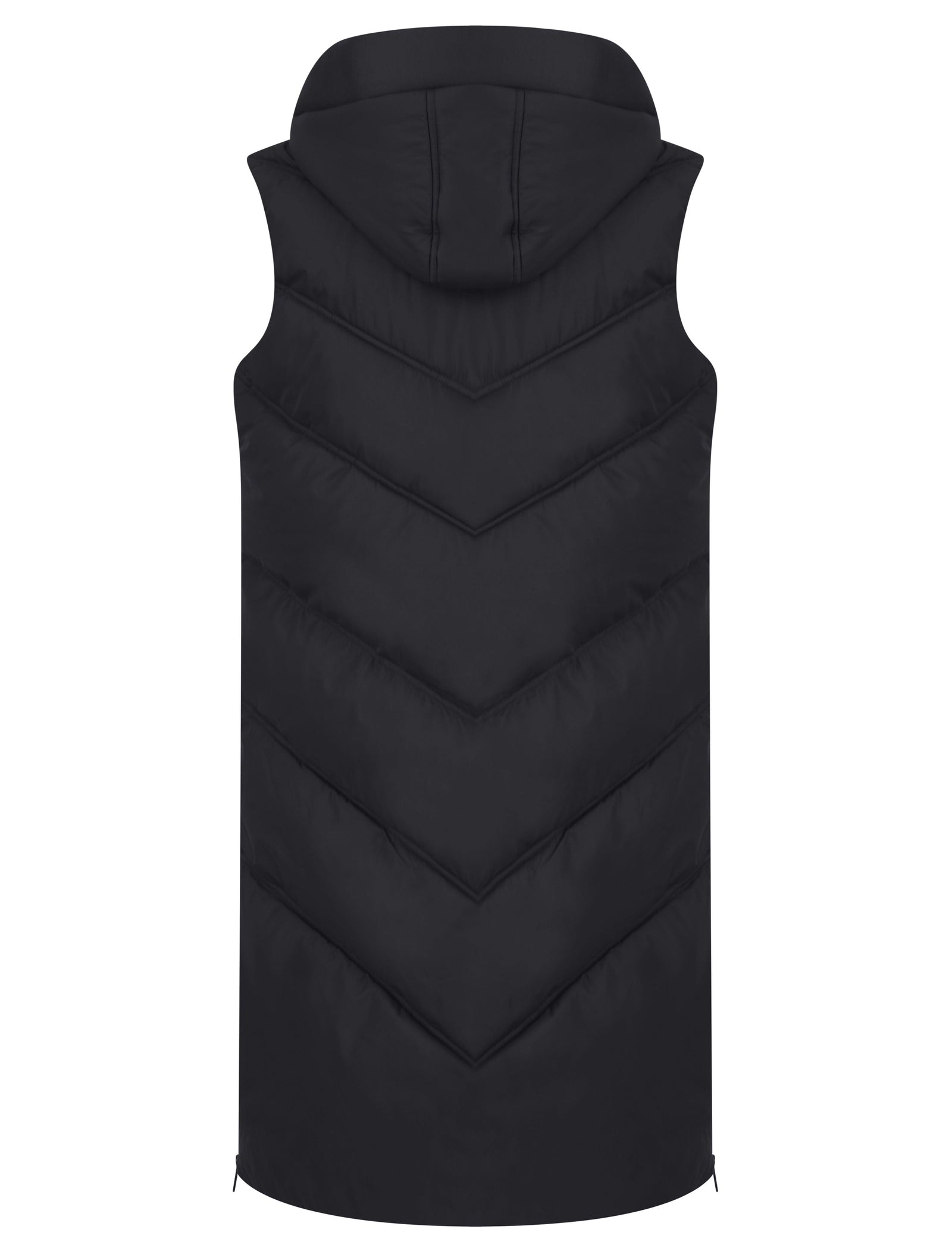 BLACK QUILTED HOODED 4 POCKET PUFFER GILET