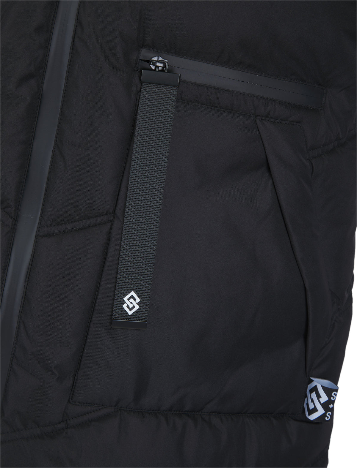 BLACK QUILTED HOODED 4 POCKET PUFFER GILET