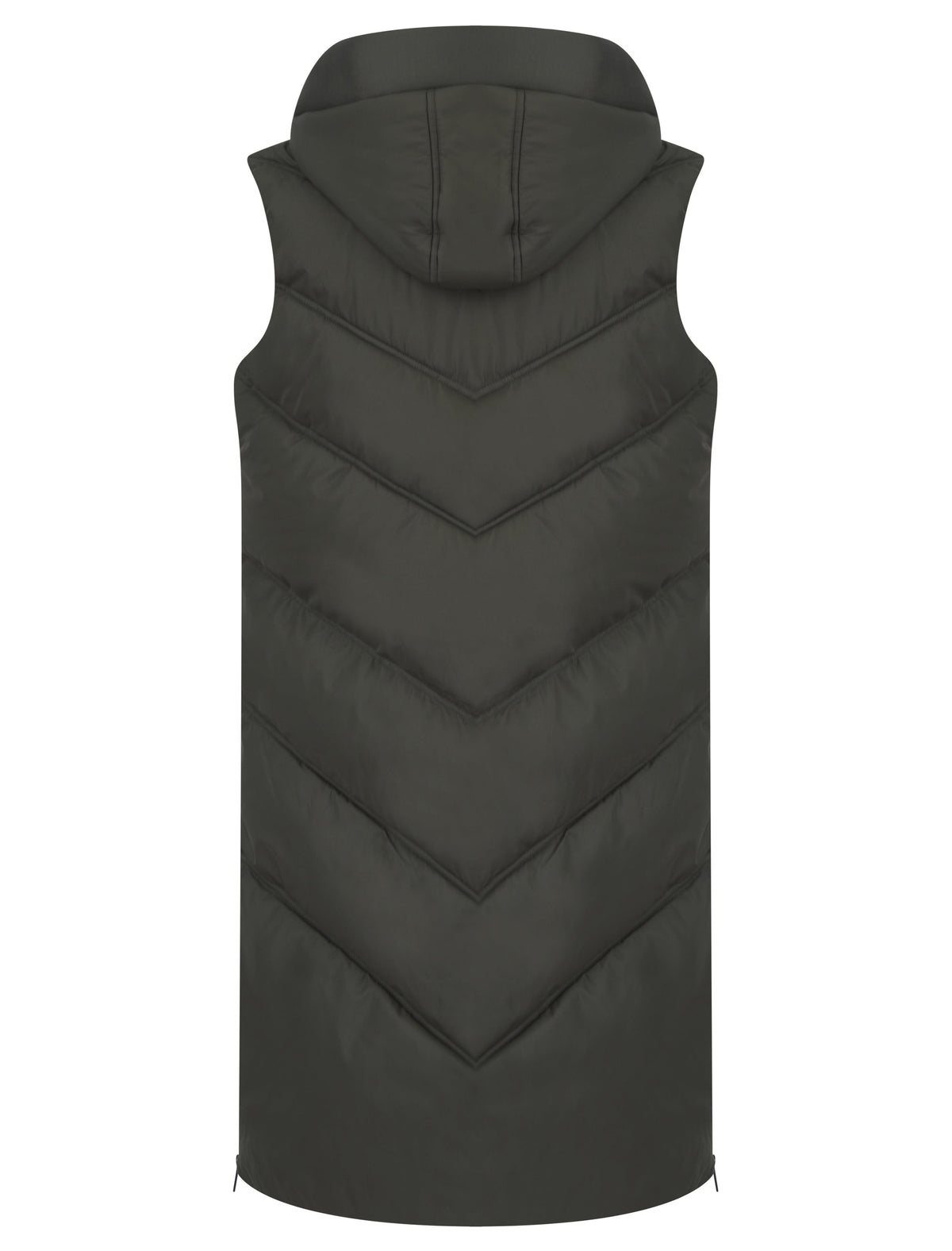 KHAKI QUILTED HOODED 4 POCKET PUFFER GILET