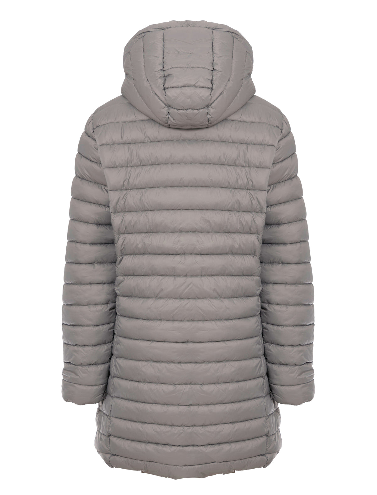 GREY HOODED LIGHTWEIGHT QUILT PUFFER JACKET